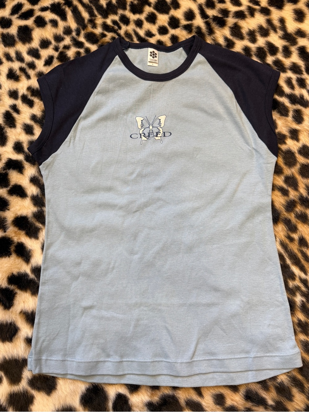 VTG CREED BAND T-SHIRT BABY TEE BUTTERFLY AMERICAN APPAREL LARGE